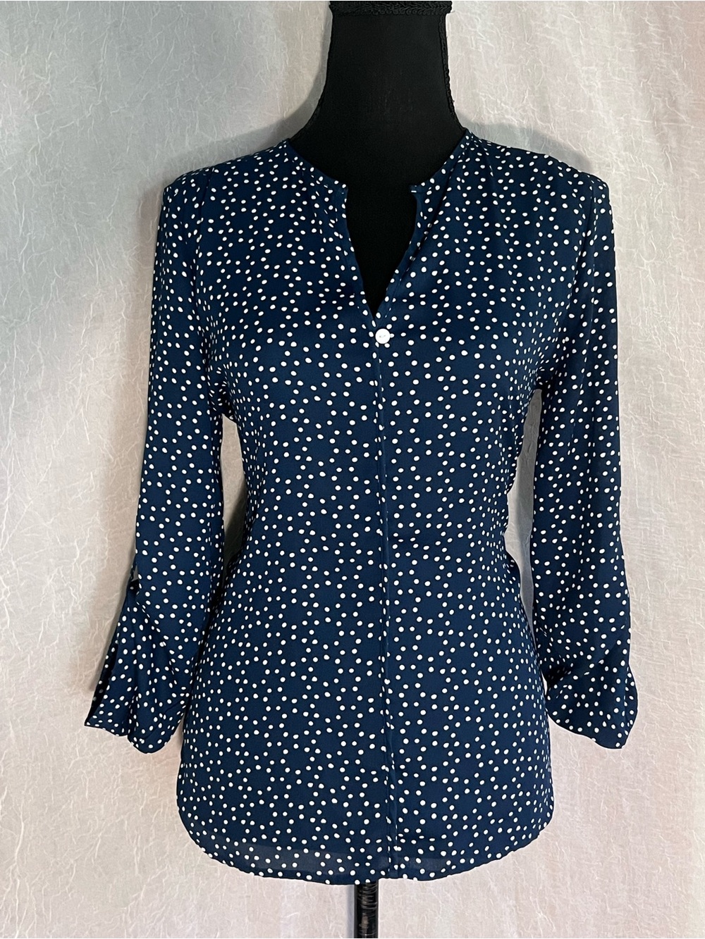 Collective Concepts Navy and White Polka Dot Blouse